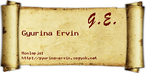 Gyurina Ervin névjegykártya